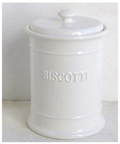 Barattolo Porta Biscotti in Ceramica Bianca Tappo Ermetico