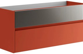 Mobile da bagno sospeso sotto lavabo L 119.5 x H 50 x P 45.5 cm rosso laccato opaco, 2 cassetti Niwa