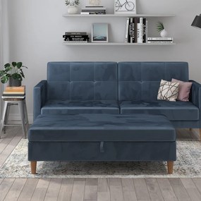 Poggiapiedi in velluto blu Lilly - Støraa