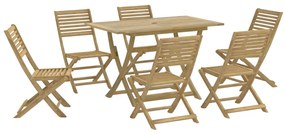 Set da pranzo da giardino 7 pz in legno massello di acacia