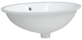 Lavandino da Bagno Bianco 56x41x20 cm Ovale in Ceramica