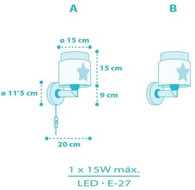Dalber 76019T - Applique per bambini BABY DREAMS 1xE27/15W/230V blu