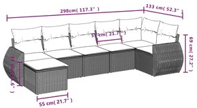 Set divani da giardino 7 pz con cuscini beige in polyrattan