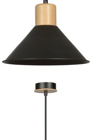 Sospensione Nordica 1 Luce Chandra In Acciaio Nero E Legno