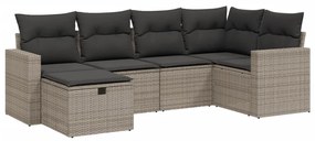 Set divano da giardino 6 pz con cuscini grigio in polyrattan