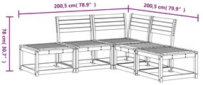 Set Divani da Giardino 5 pz in Legno Massello di Pino