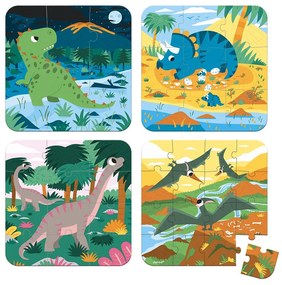 Puzzle in valigetta 4in1 - Dinosauri 6-9-12-16 pezzi