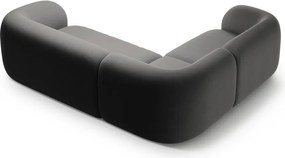 Divano angolare grigio scuro (con penisola a sinistra/a L) con rivestimento in velluto Kate – Micadoni