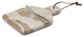 Kave Home - Set di tagliere piccolo e coltello Suka in marmo beige