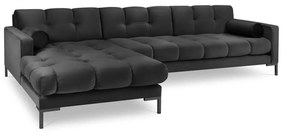 Divano angolare in velluto grigio scuro, angolo sinistro Bali - Cosmopolitan Design