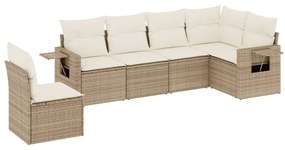 Set Divano da Giardino 6 pz con Cuscini Beige in Polyrattan