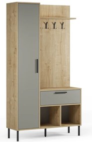 Set da corridoio effetto rovere con decoro verde-naturale 108x195x35 cm Heidy - Marckeric