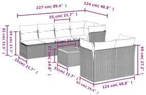 Set Divano da Giardino 6 pz con Cuscini Nero in Polyrattan