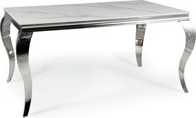 Tavolo in ceramica Calacatta Prince in bianco/cromo - l90 x l150 x h75 cm