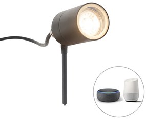 Faretto a picchetto moderno intelligente antracite IP44 con Wi-Fi GU10 - Solo