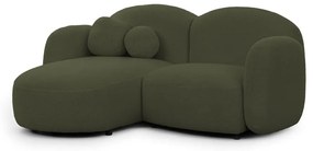 Divano angolare verde (con penisola a sinistra/con chaise lounge) con rivestimento in bouclé Orbit – Ropez