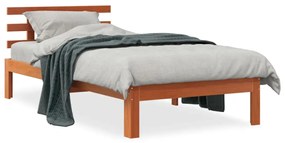 Letto Senza Materasso Marrone Cera 90x190 Cm İn Legno Di Pino /