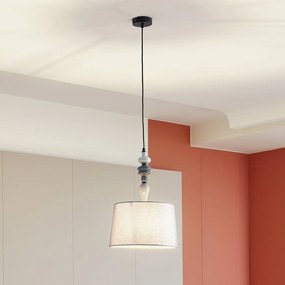 Lampada a sospensione Lindby Haldorin, grigio/nero, tessuto, Ø 34 cm