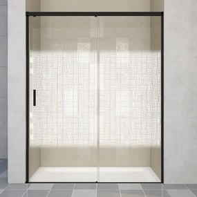 Porta doccia scorrevole Jazz, L 118-119.5 cm x H 200 cm x SP 6 mm, profilo bianco, vetro smerigliato