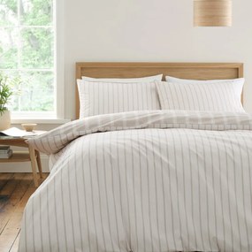 Biancheria da letto beige in cotone per letto matrimoniale 200x200 cm Ashford Stripe – Bianca