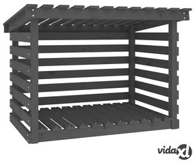 vidaXL Portalegna Grigio 108x73x79 cm in Legno Massello di Pino