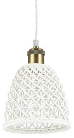 Sospensione Vintage-Decò Lugano Metallo Bianco 1 Luce E27 D16Cm