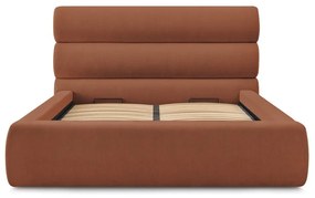 Letto matrimoniale imbottito arancione con vano contenitore con griglia 180x200 cm Jagna - Bobochic Paris