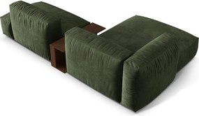 Divano angolare componibile verde (con penisola a sinistra/con chaise lounge) con rivestimento in velluto Martina – Micadoni