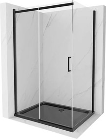 Mexen Omega cabina doccia scorrevole 100 x 80 cm, trasparente, nera + piatto doccia Flat, nero - 825-100-080-70-00-4070B