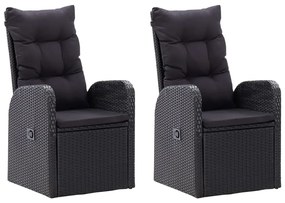 Set da pranzo da giardino 7 pz con cuscini nero