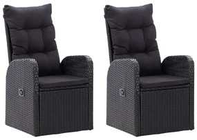 Set da pranzo da giardino 7 pz con cuscini nero