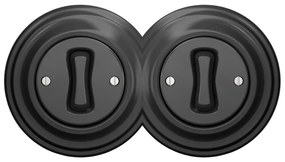 Kliklap - Doppio interruttore unipolare in stile retrò con placca n. 1, antracite