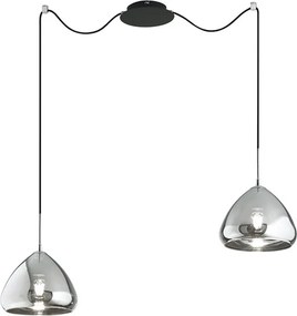 Lampadario Glamour Glow cromo paralume fumo 2x E27 LA MIA LUCE