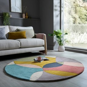 Tappeto rotondo in lana tessuto a mano ø 160 cm Glow Multi – Flair Rugs