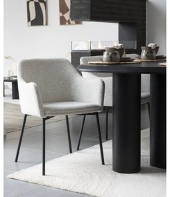 Sedia da pranzo bianca in imbottito con braccioli Melilla – House Nordic