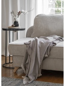 Chaise longue beige (con penisola a destra) con rivestimento in velluto a coste Chic Charlotte – Miuform