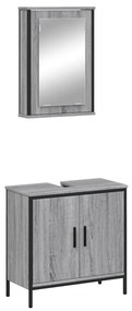 Set mobili da bagno 2 pz grigio sonoma in legno multistrato