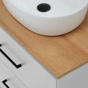 Mobile bagno sospeso 80cm bianco opaco con due cassetti e specchio Brik