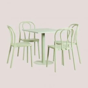 Set di Tavolo Quadrato 70x70 cm e 4 Sedie da Giardino Mizzi Celadon - Sklum