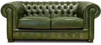 Divano Chester Pelle Fiore Verde Inglese 180x98x76 cm