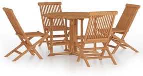 Set da Pranzo Pieghevole per Esterni 5pz Legno Massello di Teak