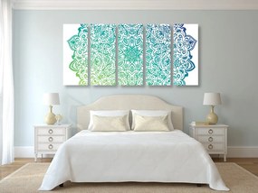 Quadri 5 pezzi – Mandala verde blu