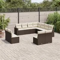 Set Divani da Giardino 11 pz con Cuscini Polyrattan Marrone 3251470