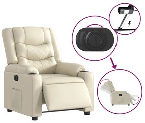 Poltrona reclinabile elettrica crema in similpelle