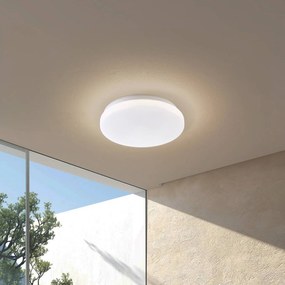 Lindby Plafoniera da esterno a LED Kirkola, 3000 K, Ø 26 cm, bianco