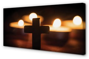 Quadro su tela Croce di candele 100x50 cm
