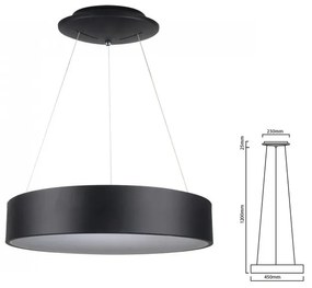 Lampada Led A Sospensione Moderno Circolare Colore Nero Diametro 450mm 25W 3000K Dimmerabile SKU-3993