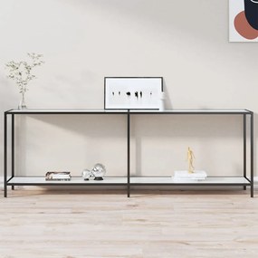 Tavolo Consolle Bianco 220x35x75,5 Cm İn Vetro Temperato /