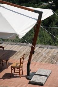 Ombrellone da Giardino Decentrato 3,5x3,5m in Legno Telo in Acrilico con Balza Danieli San Francisco Ecrù...