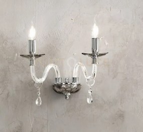 Applique livia 2 luci fume'- trasparente e cromo attacco e14 l.35cm